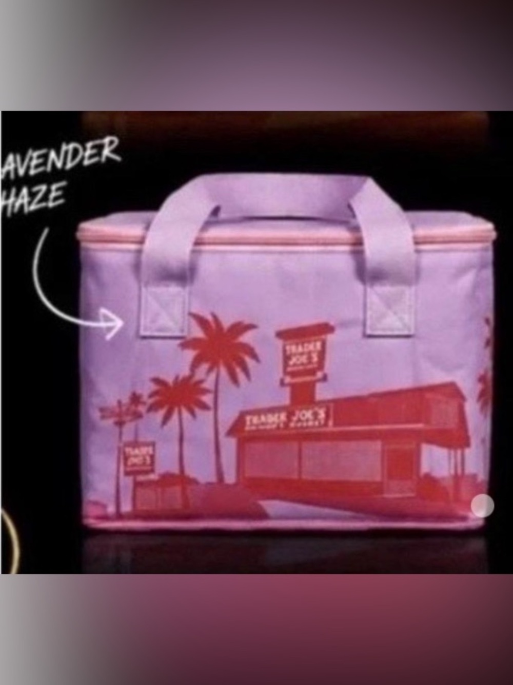 Trader Joe’s Lavender Pink Insulated Mini Cooler Tote Lunch Bag,NWT - Picture 2 of 3